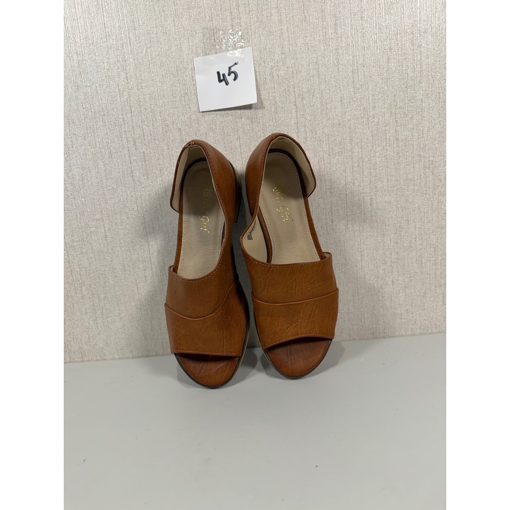 A ride girl peep toe slip on women size 7‎ brown